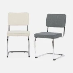 Chaise Cantilever Bouclette Texturée (lot De 2) Couleur : Gris -Sweeek ichrmjchbcgbx2 c7547146d424a3dbc27f334e140a20a9