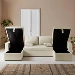 Canapé Panoramique Convertible 4 Places Tissu Bouclette -Sweeek icpurbsofabcl 07b49aa0370b847c66fc8dd8d79214c4