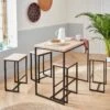 Table Haute Et 4 Tabourets De Bar Acier Et Effet Bois Couleur : Noir -Sweeek ids100r4 7003bd444a889aa7e064cb24c32ff456