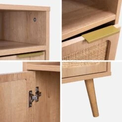 Table De Chevet, Décor Bois Et Cannage Arrondi -Sweeek ievabedside 3fb6a39f8cc3cf19930185c6c753772f