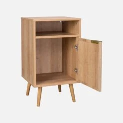 Lot De 2 Tables De Chevet Décor Bois, Cannage Arrondi -Sweeek ievabedsidex2 871ca8924353d0e8a10e816294c79148