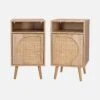 Lot De 2 Tables De Chevet Décor Bois, Cannage Arrondi -Sweeek ievabedsidex2 886f3af6f7a54cdd4bb708445f953915