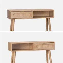 Console Scandinave Décor Bois Et Cannage Arrondi -Sweeek ievaconsole f912399a798c4029a2f2cff01ff2f434