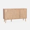 Buffet Scandinave Décor Bois Et Cannage Arrondis 3 Portes 120 Cm -Sweeek ievasideboardl 5112dd8dacbd42deb1c9f8722f776219