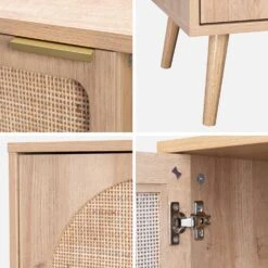 Buffet Scandinave Décor Bois Et Cannage Arrondis 1 Portes 80cm -Sweeek ievasideboardm 556a353fb00d1bf6f97377e16dcf988c