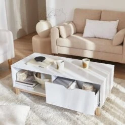 Table Basse Effet Bois Pieds Bois 1 Tiroir -Sweeek ifkcoftable 9f2acab568c26151a365d7130f296399