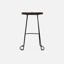 Tabouret De Bars Bois De Manguier Et Acier, Repose Pieds, 65cm (lot De 2) Couleur : Teinté Noyer -Sweeek ijabst65x2wal a7a6fbb95fe9d7077ffb46a455121d1a