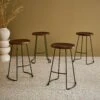Tabouret De Bars Bois De Manguier Et Acier, Repose Pieds, 65cm (lot De 4) Couleur : Teinté Noyer -Sweeek ijabst65x4wal b5a10e4bba04e39bbf686a0ec1dd6013