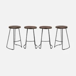 Tabouret De Bars Bois De Manguier Et Acier, Repose Pieds, 65cm (lot De 4) Couleur : Teinté Noyer -Sweeek ijabst65x4wal d32c30f62c8969e727637cac5e4cdc96
