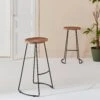 Tabouret De Bar Bois De Manguier Et Acier, Repose Pieds, 75cm (lot De 2) Couleur : Naturel -Sweeek ijabst75x2oak 1fd26dcf29a68fd69272f04b4594d9be