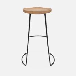 Tabouret De Bar Bois De Manguier Et Acier, Repose Pieds, 75cm (lot De 4) Couleur : Naturel -Sweeek ijabst75x4oak 0144f1c4c2e577b21804a3e8d394289c