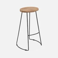 Tabouret De Bar Bois De Manguier Et Acier, Repose Pieds, 75cm (lot De 4) Couleur : Naturel -Sweeek ijabst75x4oak d47d7f3b8460f37e341f914105d187ee