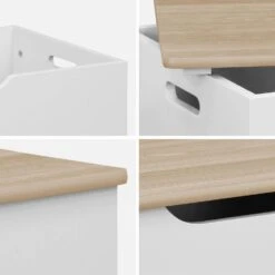 Coffre à Jouets, Couvercle Rabattable, Poignées Latérales Couleur : Blanc -Sweeek ikscanditb 24ba8a8c8c11c635d9774799cedaa118