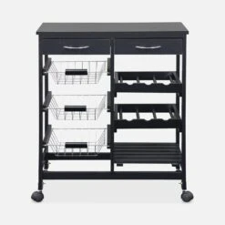 Desserte Cuisine Effet Bois à Roulettes 65 X 35 Cm Couleur : Noir -Sweeek iktdoublebk 8dc61fbd146ea65f8702eb6e80381a7c