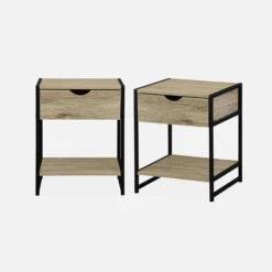Table De Chevet Industrielle, Effet Bois Et Métal (lot De 2) -Sweeek ilfbedsidex2bn 452c35555ad2e34366bcf2e2018e17d6