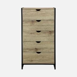 Commode Industrielle Effet Bois Et Métal 5 Tiroirs -Sweeek ilfchest5dbn 1a0f3c26a4974fbf577c9b8bf84b9f05