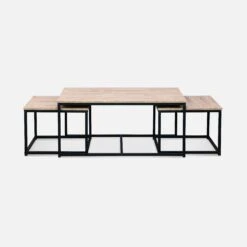Table Gigogne Encastrable Métal Et Effet Bois (lot De 3) Couleur : Bois -Sweeek ilfctgigbn dc436fbc07a33292127b372f1772baa5