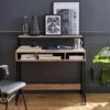 Bureau Métal Et Effet Bois 1 étagère Et 3 Casiers De Rangement -Sweeek ilfdesk100wd e8eef48574d60008b34680a84a558650
