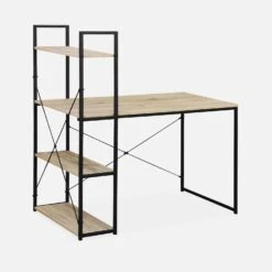 Bureau Bibliothèque Effet Bois Avec étagères -Sweeek ilfdesk113bn 450f3418be6e00ed7fe67f5b0d477baa