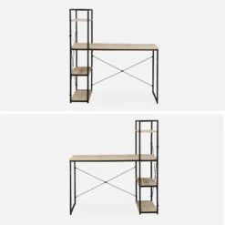Bureau Bibliothèque Effet Bois Avec étagères -Sweeek ilfdesk113bn 4eeb17a6e7447c5f38f1dcebcd6a6bca