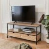 Meuble TV Industriel Métal Et Effet Bois 2 Tiroirs 120 Cm Couleur : Noir -Sweeek ilftv120bn 468d5dc81355abf73686d833006daf1c