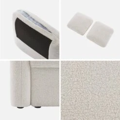 Canapé 2 Places Bouclettes Blanches, Lignes Arrondies -Sweeek imlsofa2boucl 77d26f59e16eb9a57e80aaa43450ec65