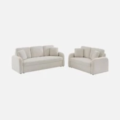 Canapé 2 Places Bouclettes Blanches, Lignes Arrondies -Sweeek imlsofa2boucl fe22f50bd43aeef5206ad0d537478a4f