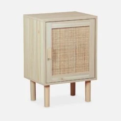 Table De Chevet Cannage Et Effet Bois -Sweeek inatbeside 3891d83404974fba92a484e198cdc5fa
