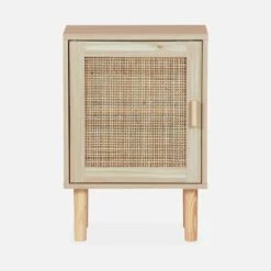 Table De Chevet Cannage Et Effet Bois -Sweeek inatbeside 53af6d0666e335b563ae105d62bf56d3