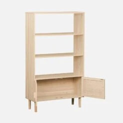 Etagère Bibliothèque Cannage Et Effet Bois 3 Niveaux 2 Portes -Sweeek inatstorshelf 0f9d083404debb069079c102de8f49f8