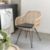 Fauteuil En Rotin Naturel Et Métal Couleur : Noir -Sweeek irawarmbk 2fd2ac02e5eb2e0758832d3f7ff6eb84