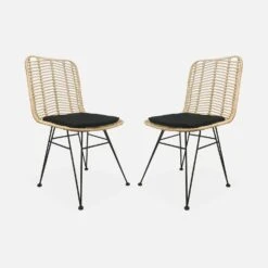 Chaise Métal Et Rotin Naturel (lot De 2) Couleur : Noir -Sweeek irawchrbkx2 503746afa758920254110893d79da6ee