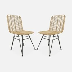 Chaise Métal Et Rotin Naturel (lot De 2) Couleur : Noir -Sweeek irawchrbkx2 6542c30399c8ddee1a48a455f821d14e