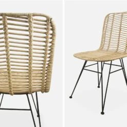 Chaise Métal Et Rotin Naturel (lot De 2) Couleur : Noir -Sweeek irawchrbkx2 7041b16eefde6e55078d2fee78eeabb5