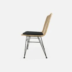 Chaise Métal Et Rotin Naturel (lot De 2) Couleur : Noir -Sweeek irawchrbkx2 83ea1c776af416c863dd6fd05d80a6af