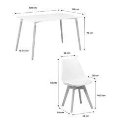 Table à Manger Scandinave Pieds Bois 4 Chaises -Sweeek iscadinsetwh 938cf79554aa6863fbaade242fb18f7b