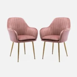 Fauteuil Velours Et Pieds Métal (lot De 2) Couleur : Vieux Rose -Sweeek isharmvvopkx2 b647b10547f56a694879f2227085e000