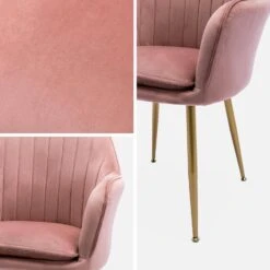 Fauteuil Velours Et Pieds Métal (lot De 2) Couleur : Vieux Rose -Sweeek isharmvvopkx2 b95c9b2523dc21f21d85b3f9b693ece8