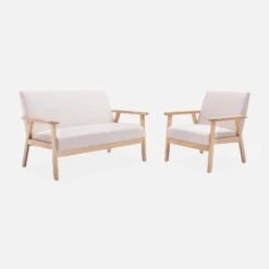 Fauteuil Scandinave Bois Et Tissu Couleur : Crème -Sweeek iskacls1bg 4d26cdad6bce01281500344fcb4e8b55