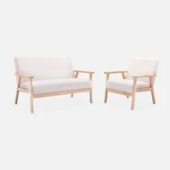 Fauteuil Et Banquette Tissu Bouclette Et Bois D'hévéa -Sweeek iskacls1n2boucl a182af98d3c343ea5753e7f2df53a76a