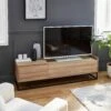 Meuble TV Métal Et Effet Bois 2 Espaces De Rangement 160 Cm -Sweeek ismgvs160nat 8420db4c00473ede3df73db1f079683e