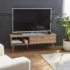 Meuble TV Scandinave Effet Bois 2 Espaces De Rangement 120 Cm -Sweeek isntvs120nat bc4aa55a141bcdddf7236bdca0e5efa9