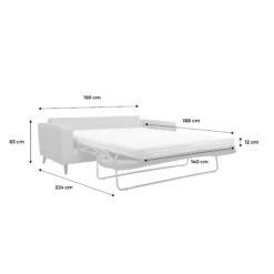 Canapé Lit Convertible 3 Places Avec Matelas 12cm - Fabriqué En France Couleur : Anthracite -Sweeek itlsbedsofaat 6f8ab69bacf40db61a46da888155bc6c