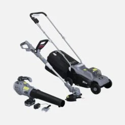 Tondeuse à Gazon 20V, 30cm + Débroussailleuse 20V + Souffleur De Feuilles 20V