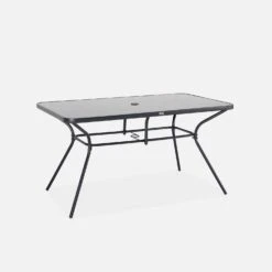 Table De Jardin Acier, 6 Fauteuils Et 1 Parasol -Sweeek mt140r6umbat 8a2da3218ab02c9bf71e849ade0a7061