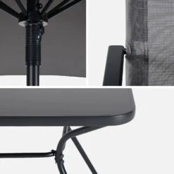 Table De Jardin Acier, 6 Fauteuils Et 1 Parasol -Sweeek mt140r6umbat f7175b32f475fcaa6ec494b40d61d38c