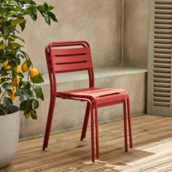 Chaise De Jardin En Acier (lot De 2) Couleur : Terracotta -Sweeek mtchrx2tc 02bec222dc75d5d4d0f965dc26b80768