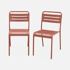 Chaise De Jardin En Acier (lot De 2) Couleur : Terracotta -Sweeek mtchrx2tc 5982ff00e5f2d11b06cf1b072cce633d