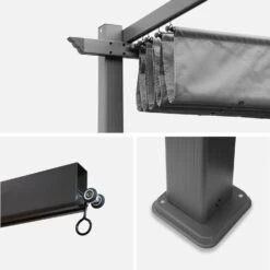 Pergola Aluminium 3x4m Toile Coulissante Couleur : Gris -Sweeek pgakd3x4gy 560692b7555f3ebfbd18da1c249fc482