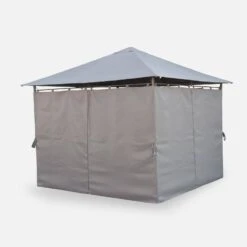 Tonnelle 3x3m Avec Rideaux Couleur : Gris -Sweeek pgskd3x3gy 79f832421c35730a86cd305650945142